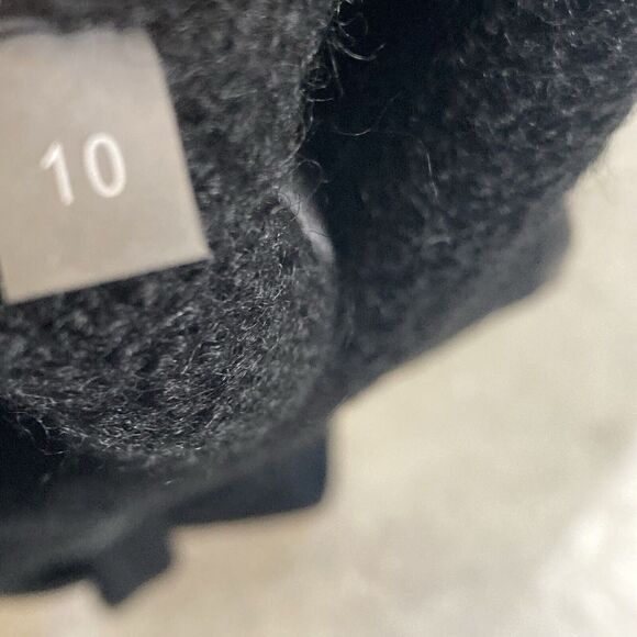 Calvin Klein Trench Coat Womens 10 Black Belted Wool Blend Mid Length - Picture 9 of 11